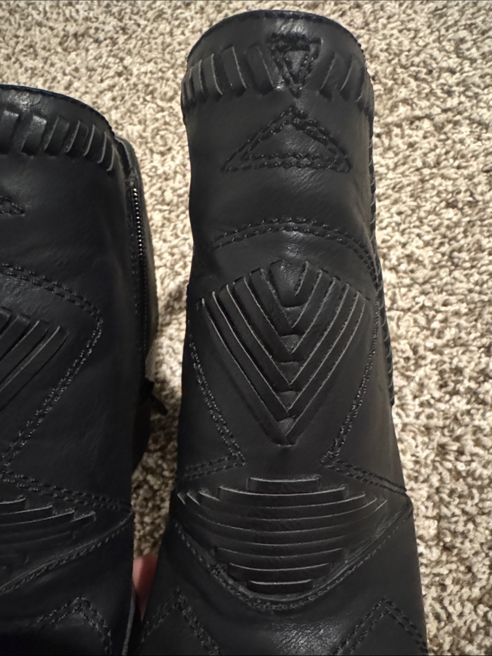 Donald J Pliner Black Leather Peep Toe Western Booties Size 6 - Picture 8 of 10